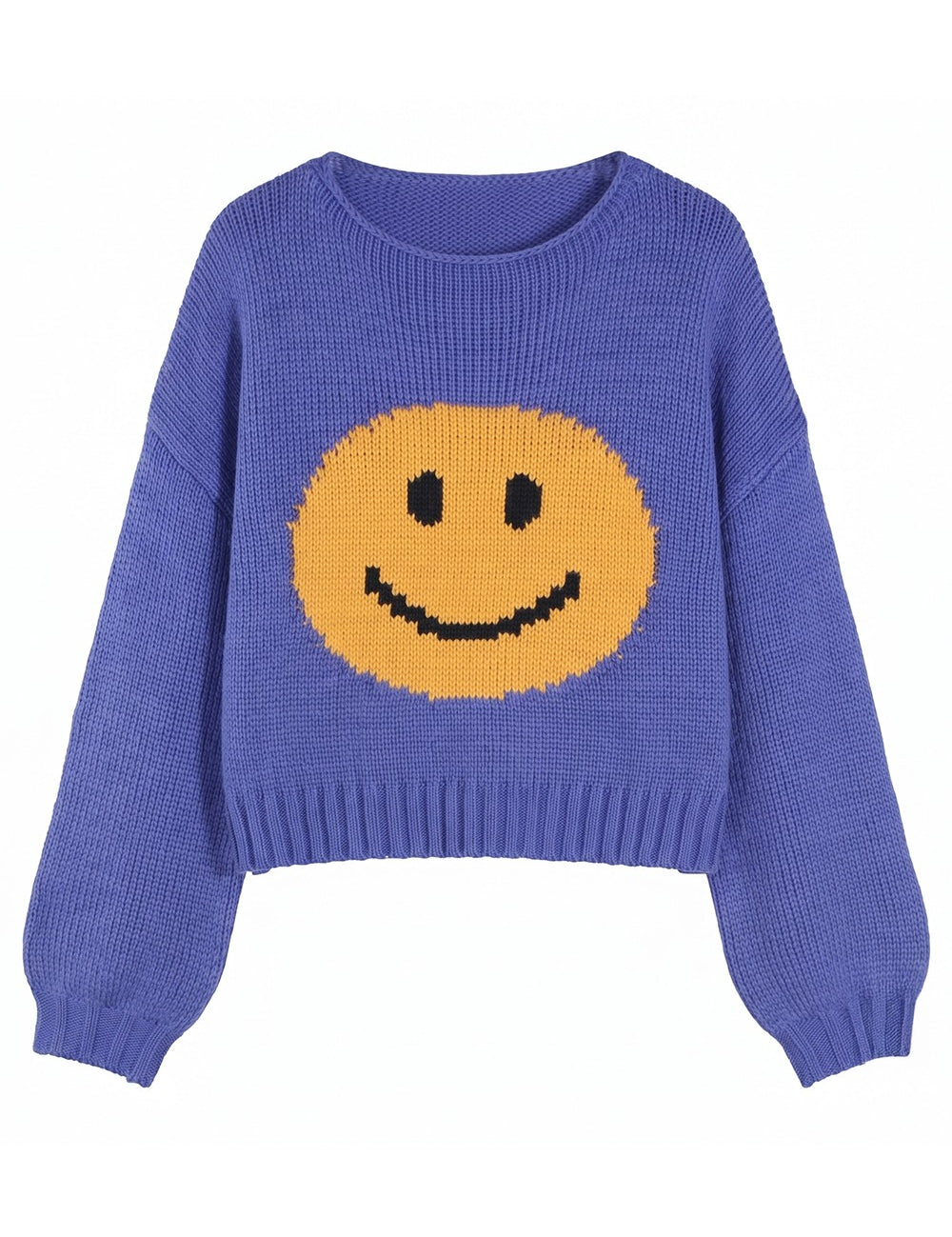 Motif Collection Chunky Intarsia Sweater in Blue Smile - product photo 1