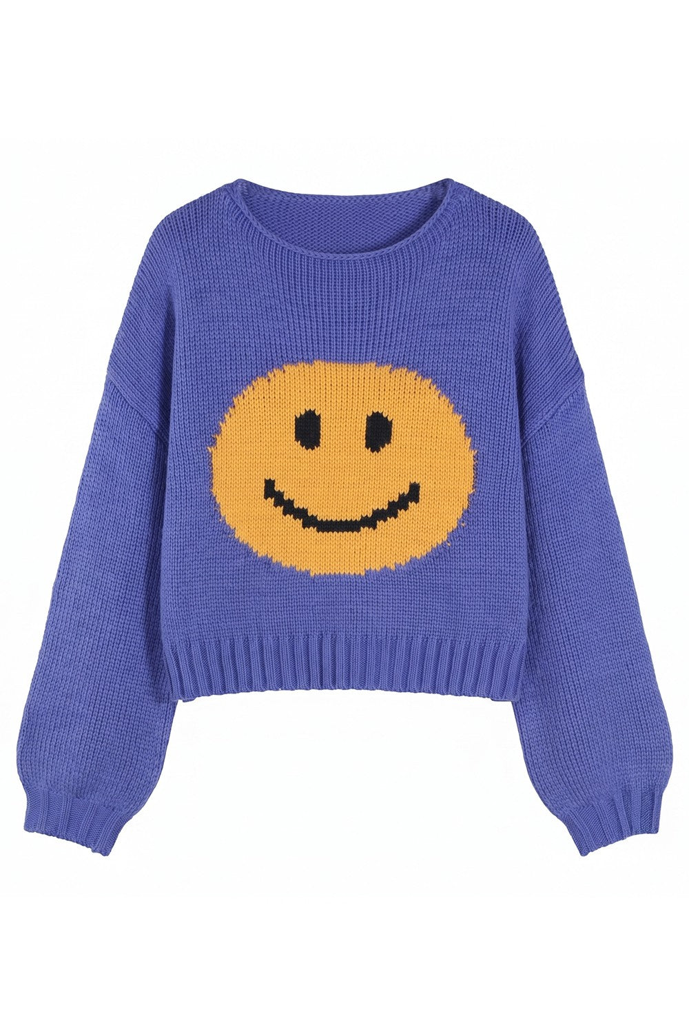 Motif Collection Chunky Intarsia Sweater in Blue Smile - product photo 1