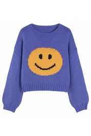 Motif Collection Chunky Intarsia Sweater in Blue Smile - product photo 1