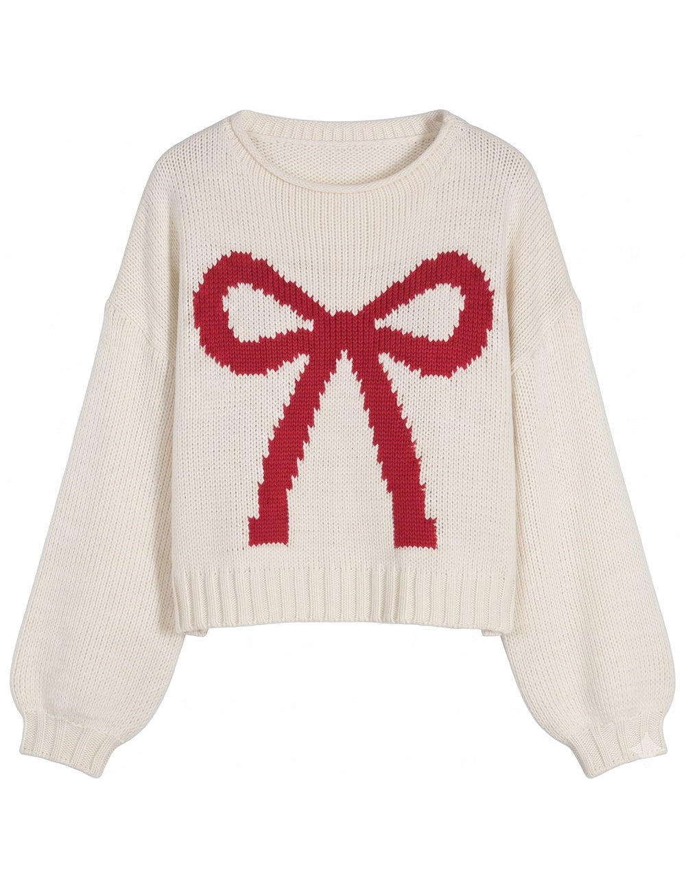 Motif Collection Chunky Intarsia Sweater in Cream Ribbon - product photo 1