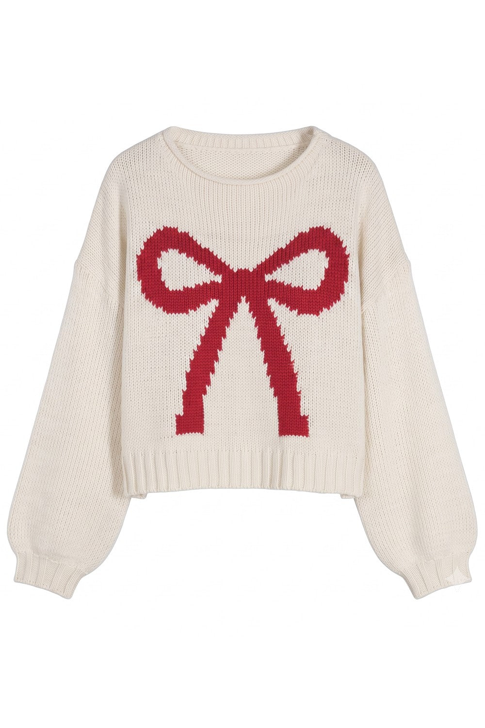 Motif Collection Chunky Intarsia Sweater in Cream Ribbon - product photo 1