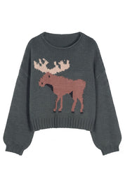 Motif Collection Chunky Intarsia Sweater in Green Moose - product photo 1