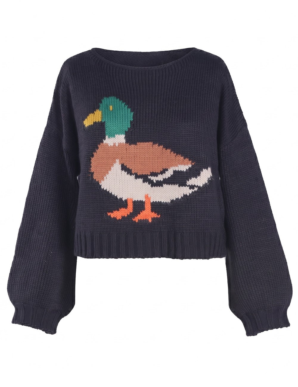 Motif Collection Chunky Intarsia Sweater in Navy Mallard - product photo 1