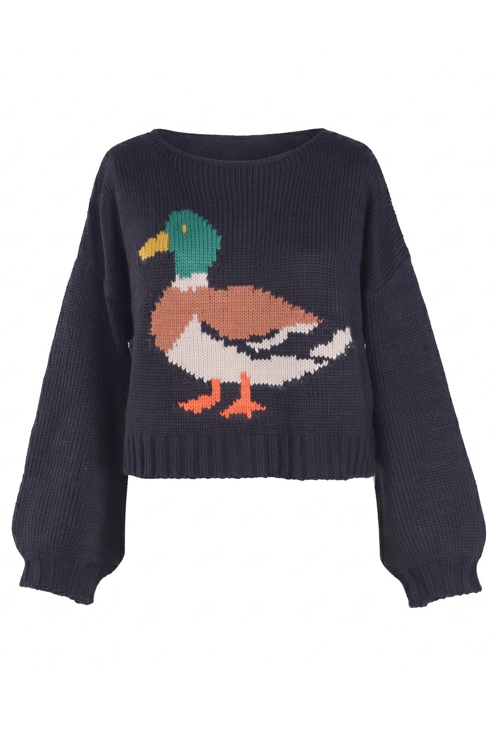 Motif Collection Chunky Intarsia Sweater in Navy Mallard - product photo 1