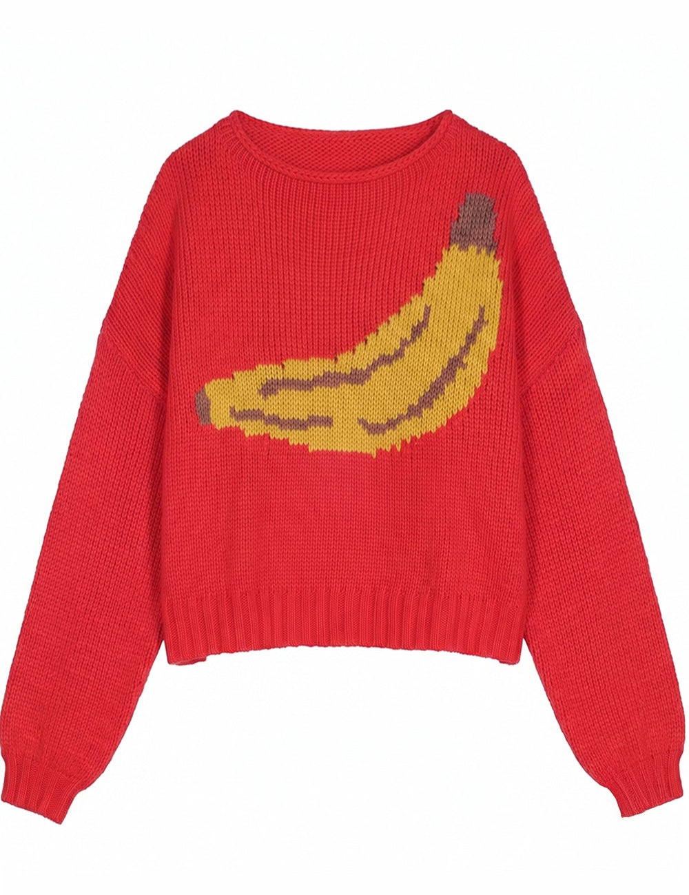 Motif Collection Chunky Intarsia Sweater in Red Banana - product photo 1