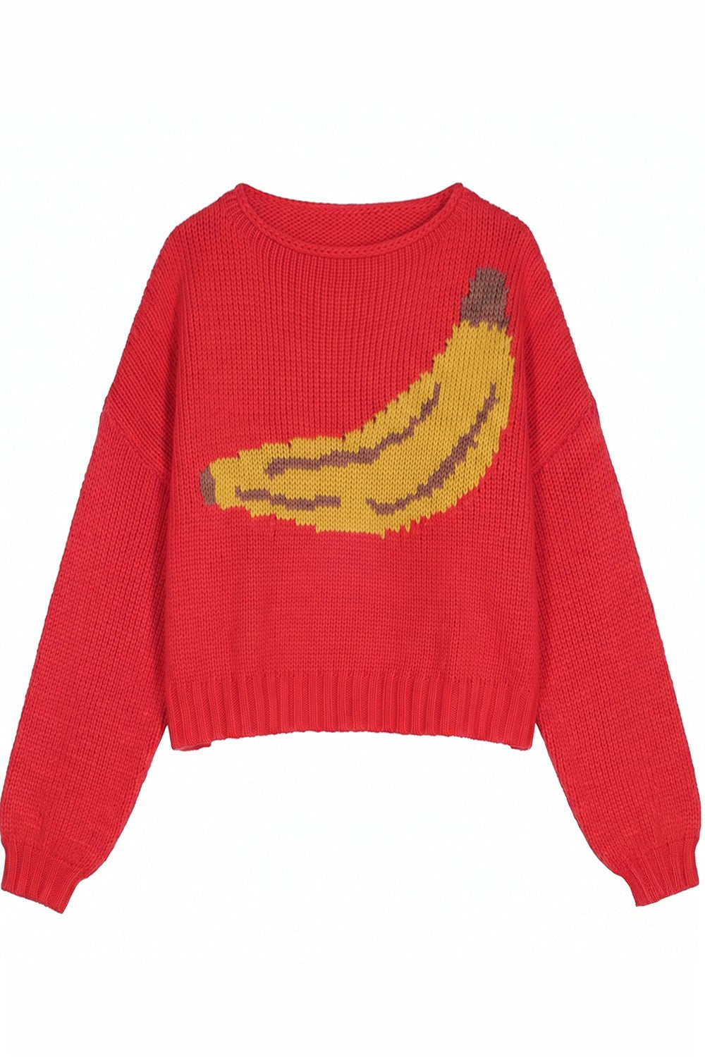 Motif Collection Chunky Intarsia Sweater in Red Banana - product photo 1