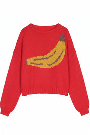 Motif Collection Chunky Intarsia Sweater in Red Banana - product photo 1