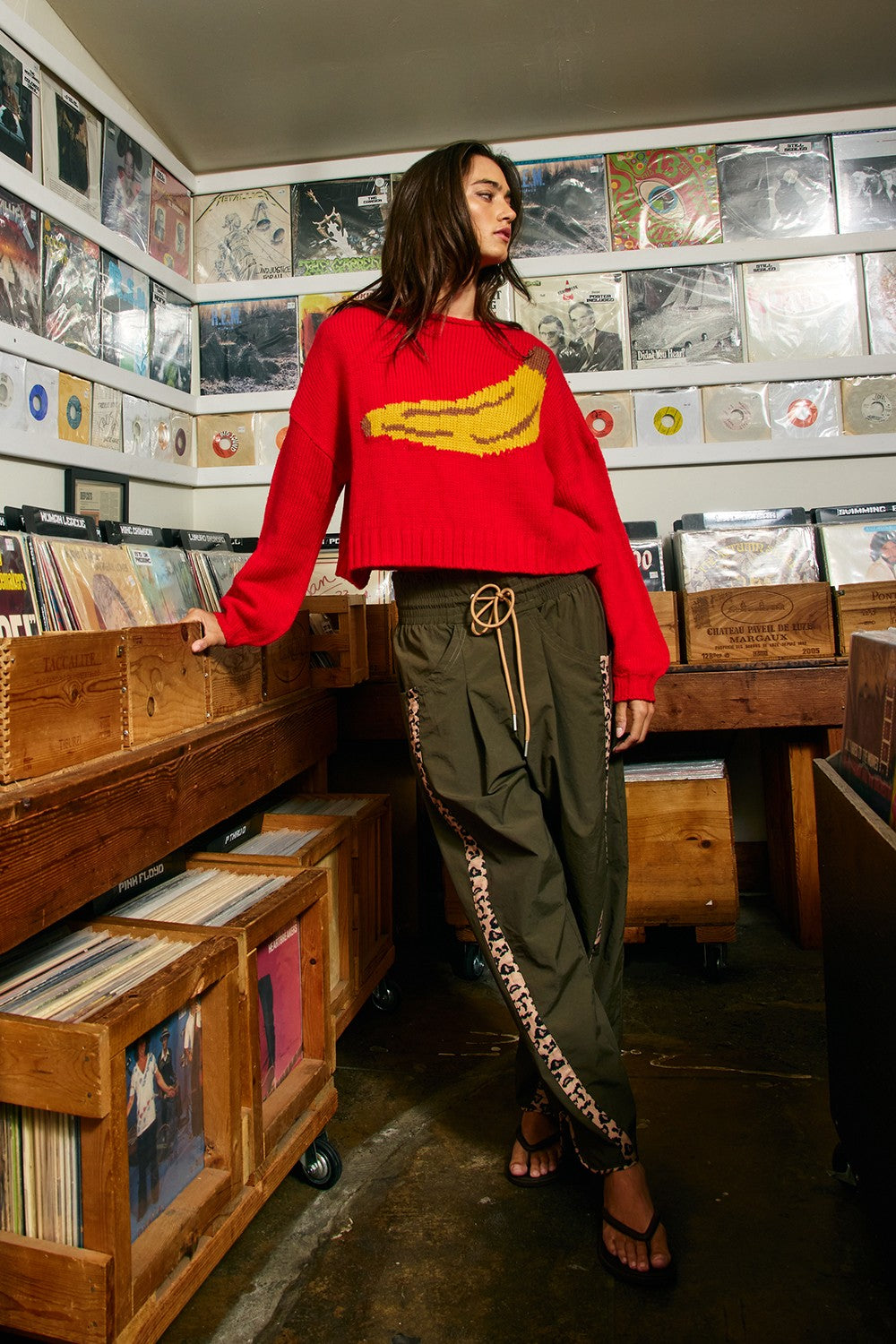 Motif Collection Chunky Intarsia Sweater in Red Banana - product photo 4