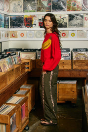 Motif Collection Chunky Intarsia Sweater in Red Banana - product photo 5
