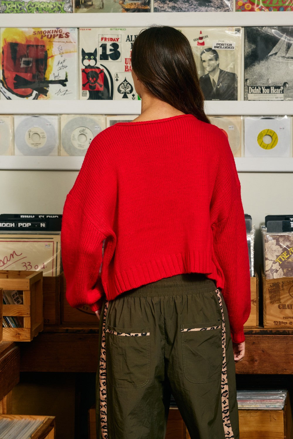Motif Collection Chunky Intarsia Sweater in Red Banana - product photo 6