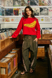Motif Collection Chunky Intarsia Sweater in Red Banana - product photo 7