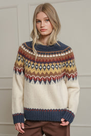 Mountain Folklore Fair Isle Crewneck in Ivory Multi - product photo 1