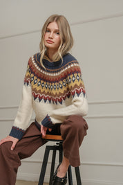 Mountain Folklore Fair Isle Crewneck in Ivory Multi - product photo 2
