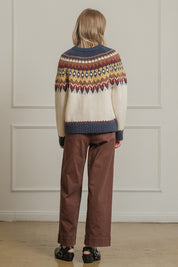 Mountain Folklore Fair Isle Crewneck in Ivory Multi - product photo 3