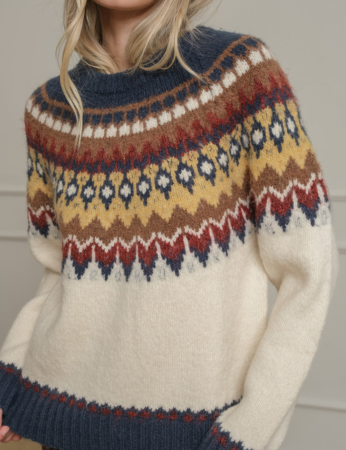 Mountain Folklore Fair Isle Crewneck in Ivory Multi - product photo 4