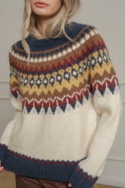 Mountain Folklore Fair Isle Crewneck in Ivory Multi - product photo 4