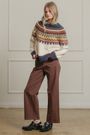 Mountain Folklore Fair Isle Crewneck in Ivory Multi - product photo 5