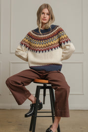 Mountain Folklore Fair Isle Crewneck in Ivory Multi - product photo 7
