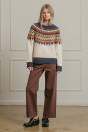 Mountain Folklore Fair Isle Crewneck in Ivory Multi - product photo 8