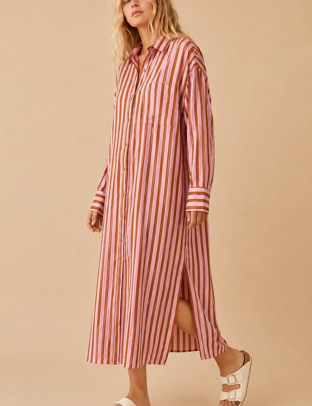 Mulholland Drive Striped Midi Shirt Dress - Westly