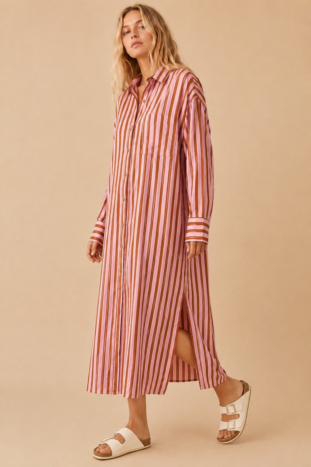 Mulholland Drive Striped Midi Shirt Dress - Westly