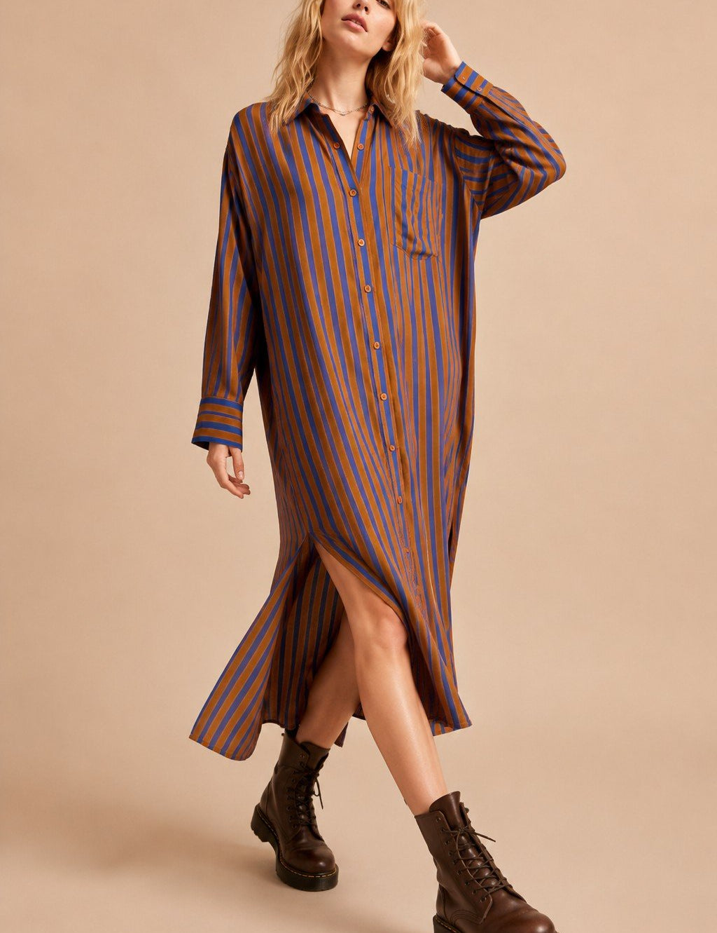 Mulholland Drive Striped Midi Shirt Dress - Westly
