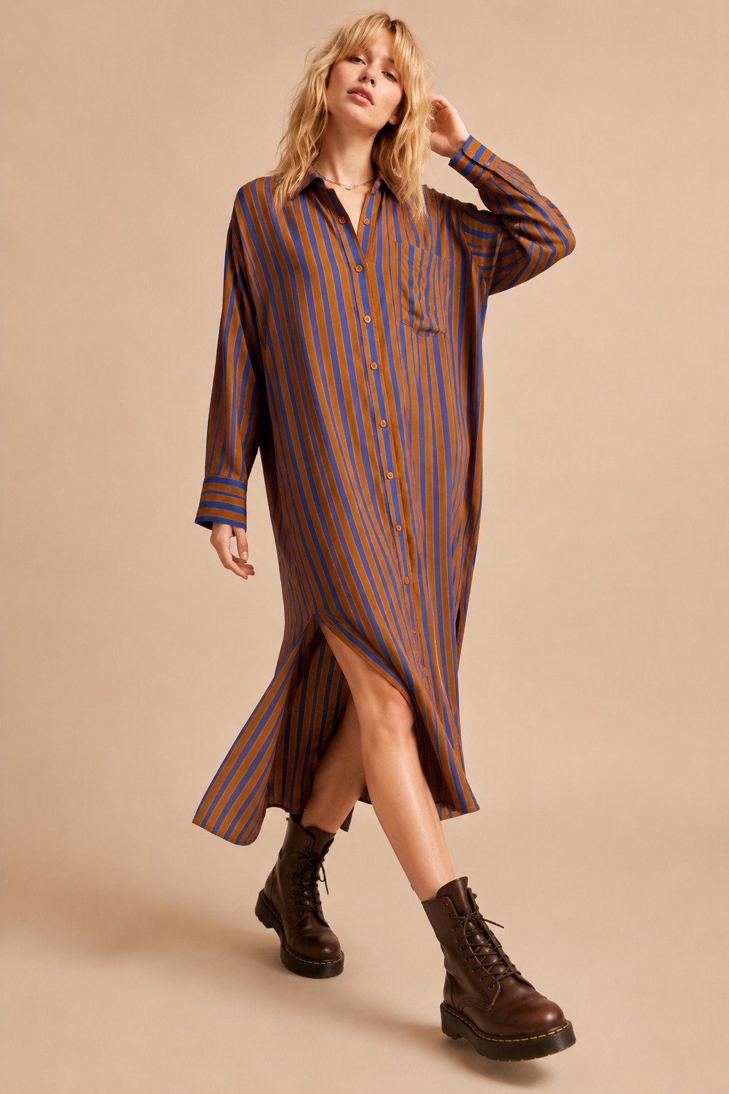 Mulholland Drive Striped Midi Shirt Dress - Westly