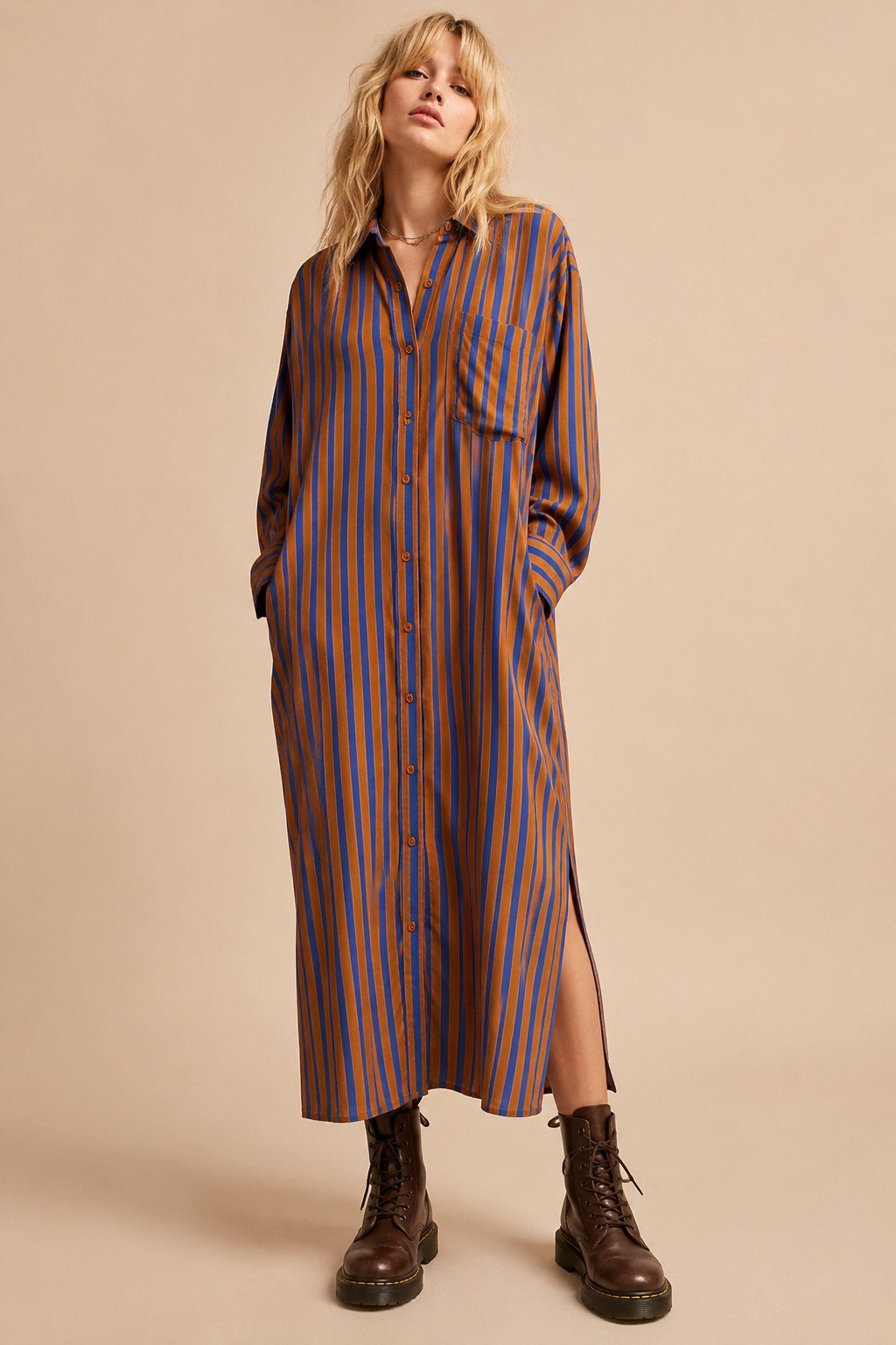 Mulholland Drive Striped Midi Shirt Dress - Westly