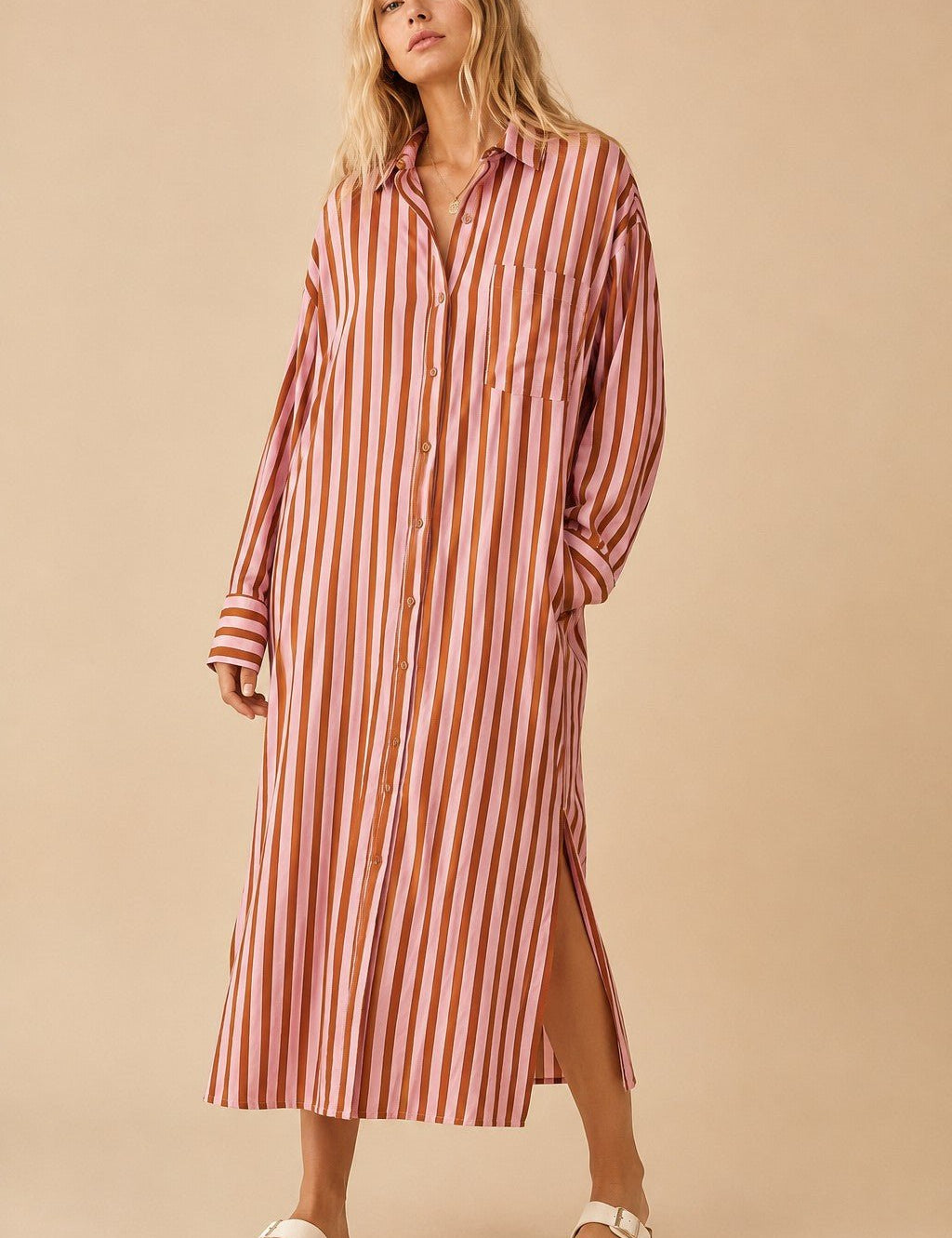 Mulholland Drive Striped Midi Shirt Dress - Westly