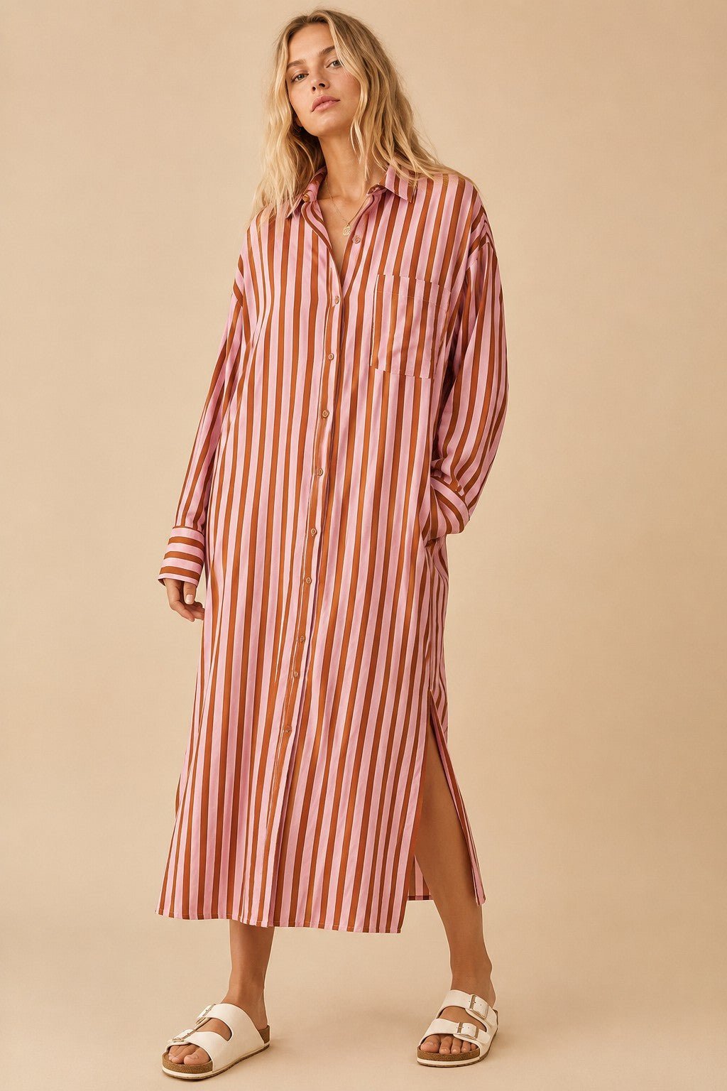Mulholland Drive Striped Midi Shirt Dress - Westly