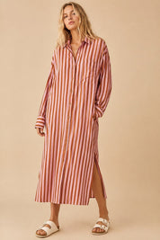 Mulholland Drive Striped Midi Shirt Dress - Westly