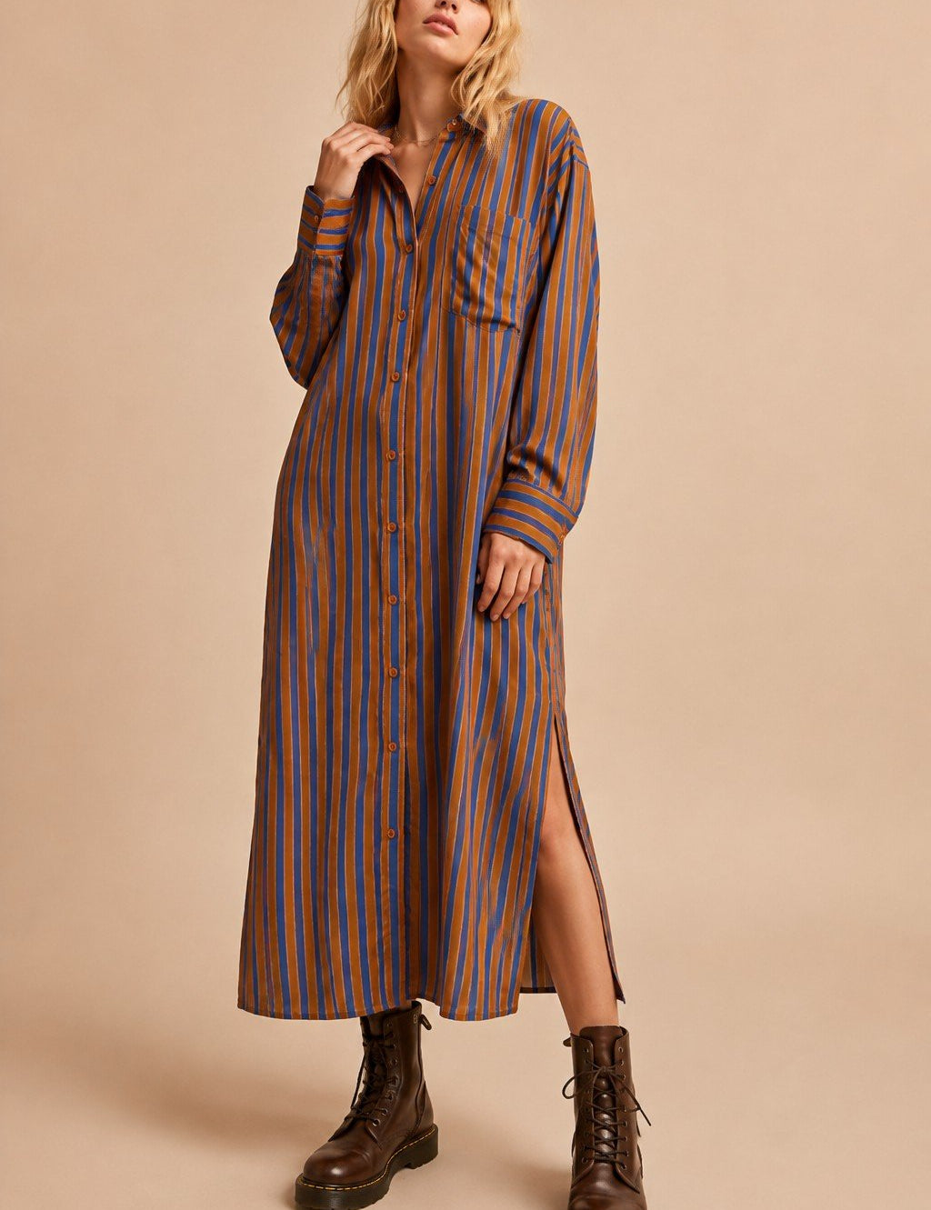 Mulholland Drive Striped Midi Shirt Dress - Westly