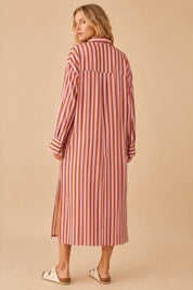 Mulholland Drive Striped Midi Shirt Dress - Westly