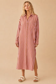 Mulholland Drive Striped Midi Shirt Dress - Westly