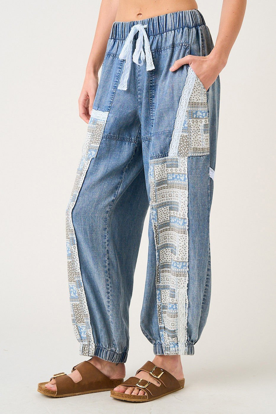 Mulholland Lace Patchwork Tencel Joggers - Westly