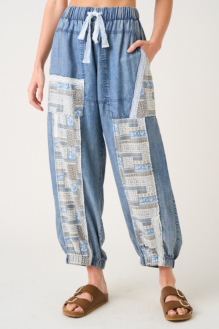 Mulholland Lace Patchwork Tencel Joggers - Westly