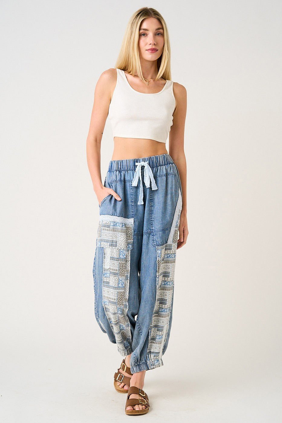 Mulholland Lace Patchwork Tencel Joggers - Westly