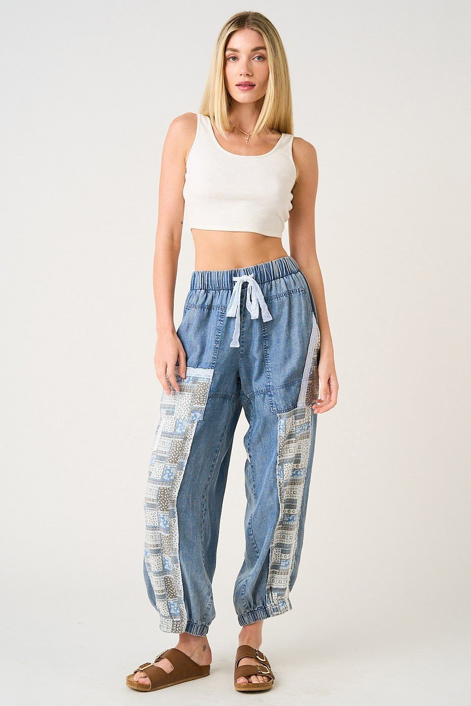 Mulholland Lace Patchwork Tencel Joggers - Westly