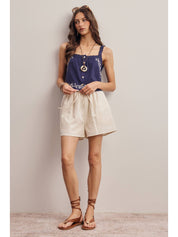 Napa Embroidered Lace Trim Button - Front Tank Top - Westly