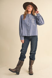 Needlepoint Junction Blanket Stitch Denim Shirt - Westly