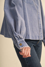 Needlepoint Junction Blanket Stitch Denim Shirt - Westly