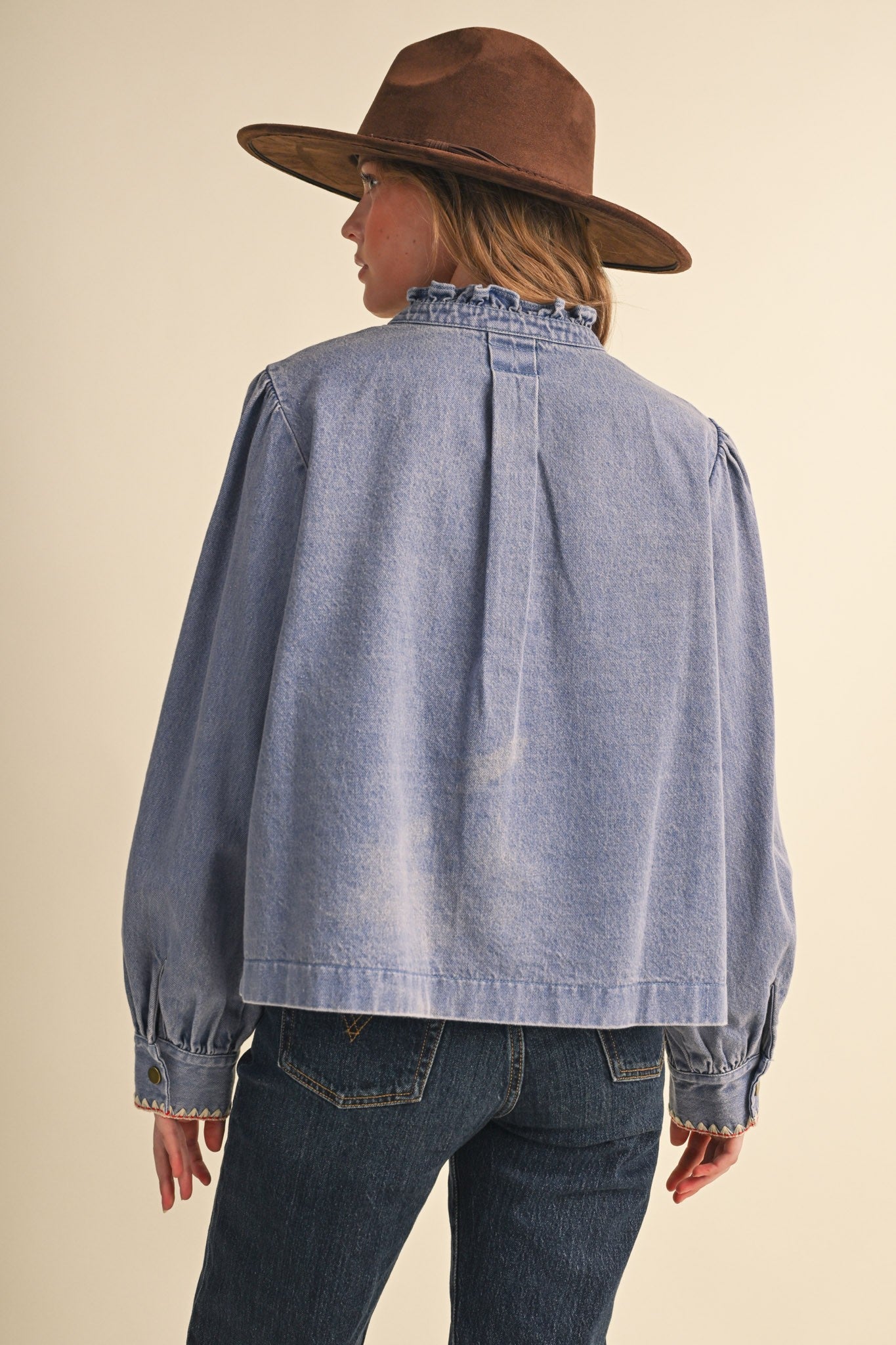 Needlepoint Junction Blanket Stitch Denim Shirt - Westly