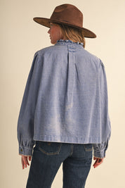 Needlepoint Junction Blanket Stitch Denim Shirt - Westly