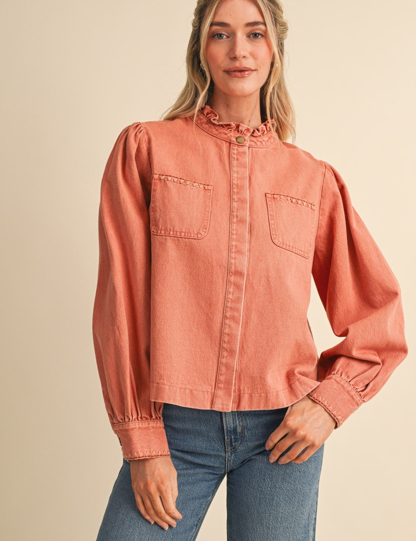 Needlepoint Junction Blanket Stitch Denim Shirt - Westly