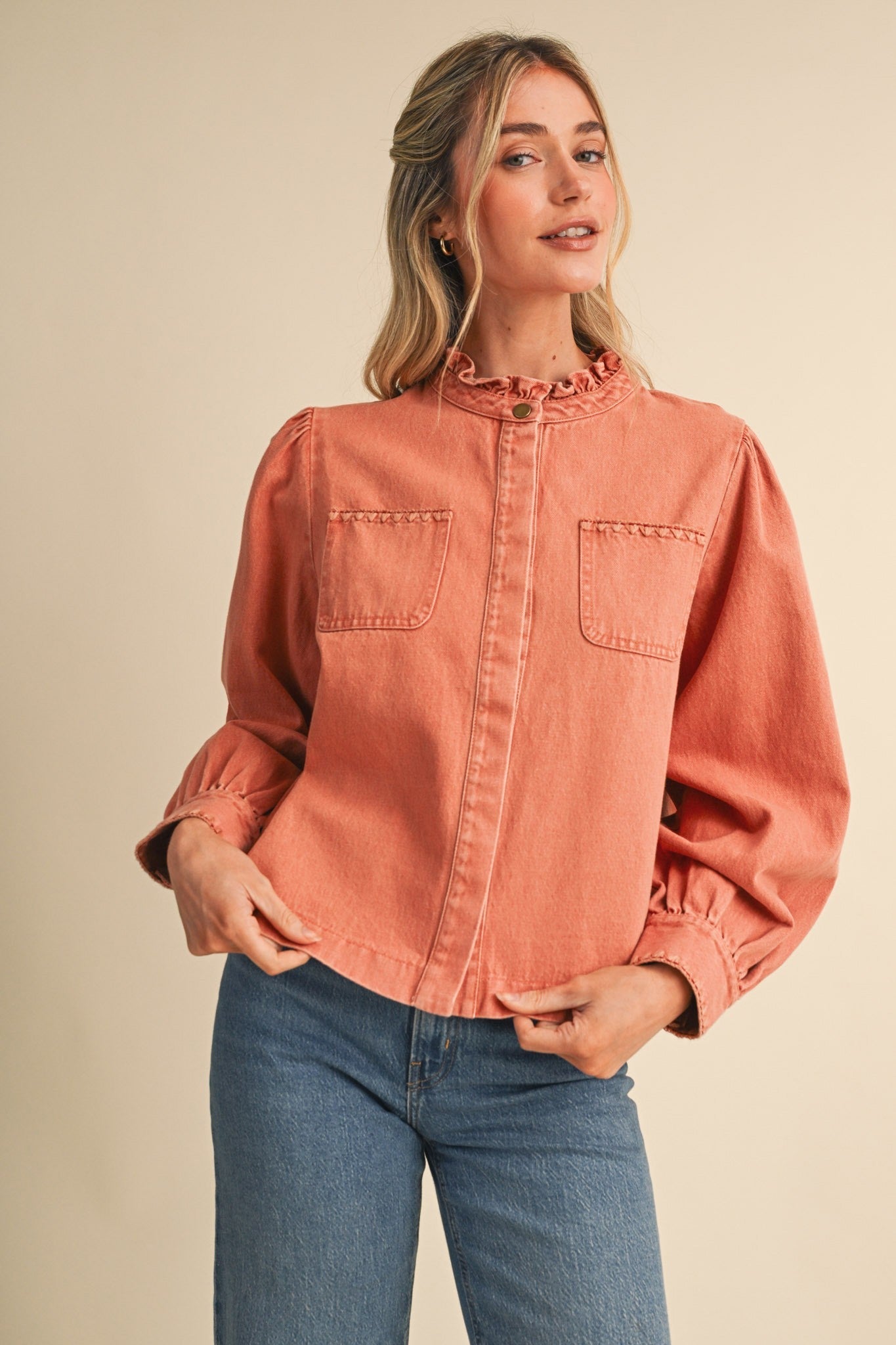 Needlepoint Junction Blanket Stitch Denim Shirt - Westly