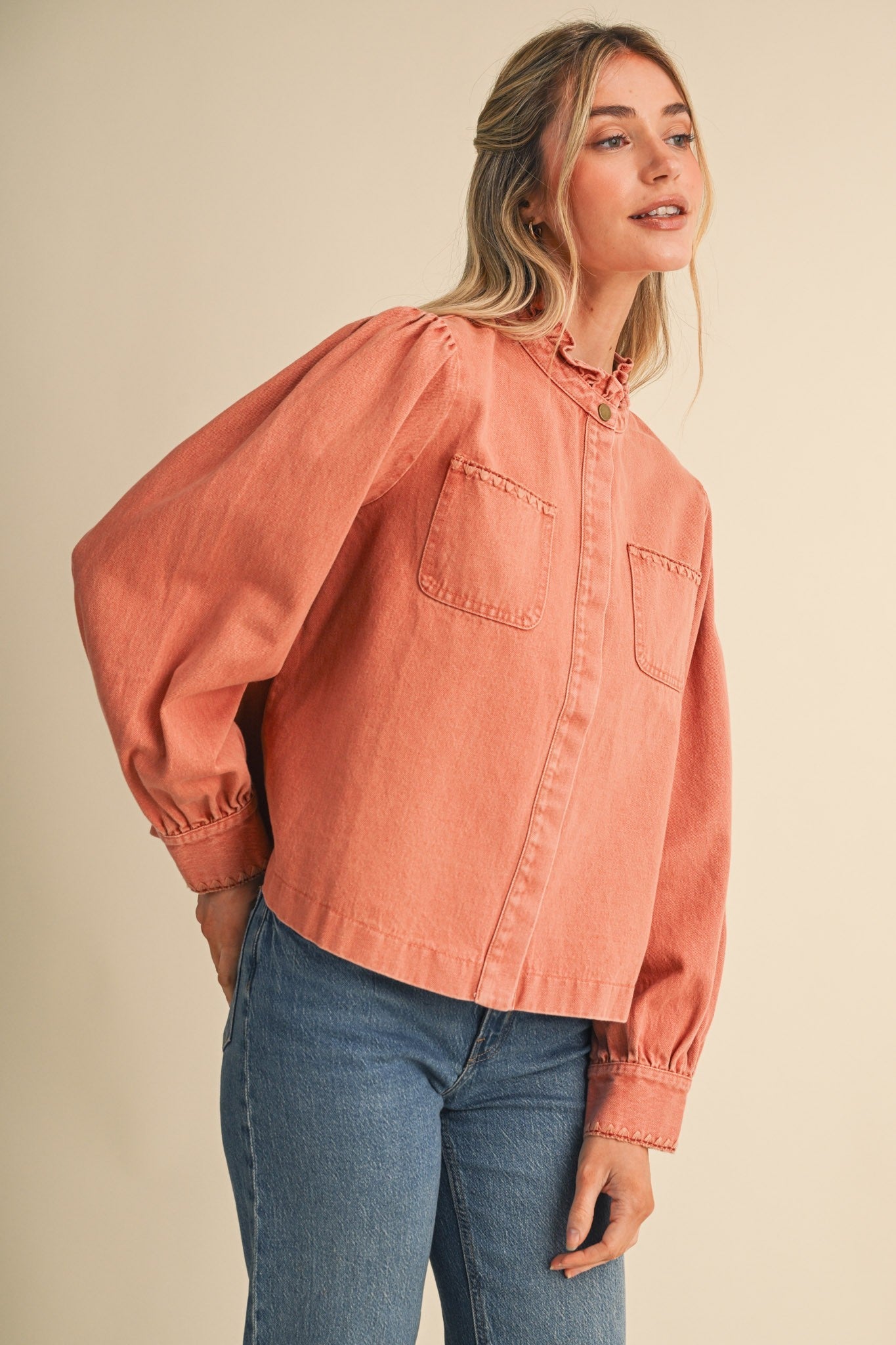 Needlepoint Junction Blanket Stitch Denim Shirt - Westly