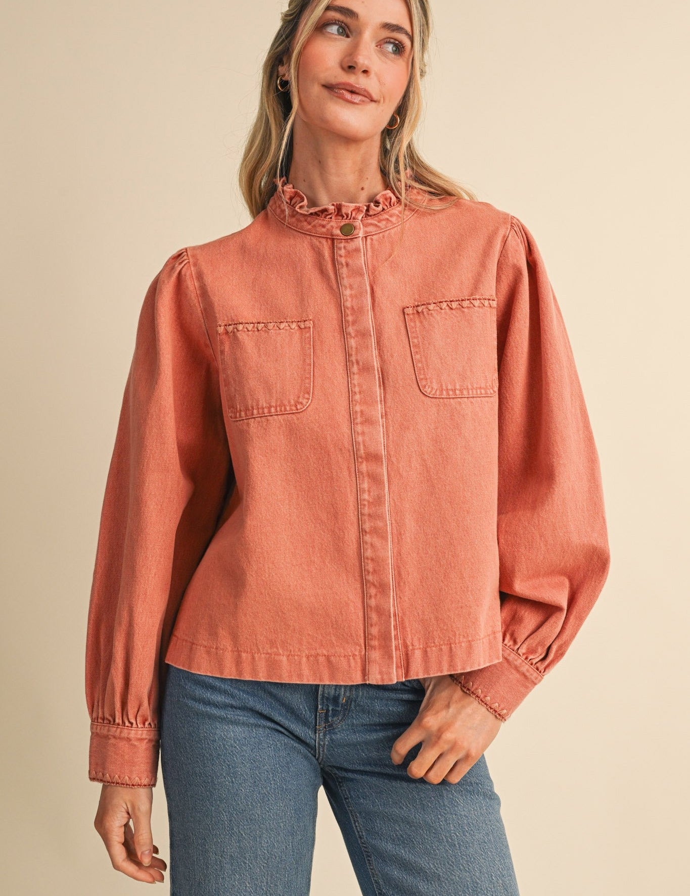 Needlepoint Junction Blanket Stitch Denim Shirt - Westly