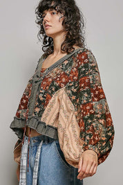 Nell Lace-Up Patchwork Top - Westly