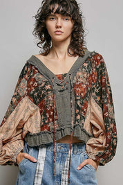 Nell Lace-Up Patchwork Top - Westly