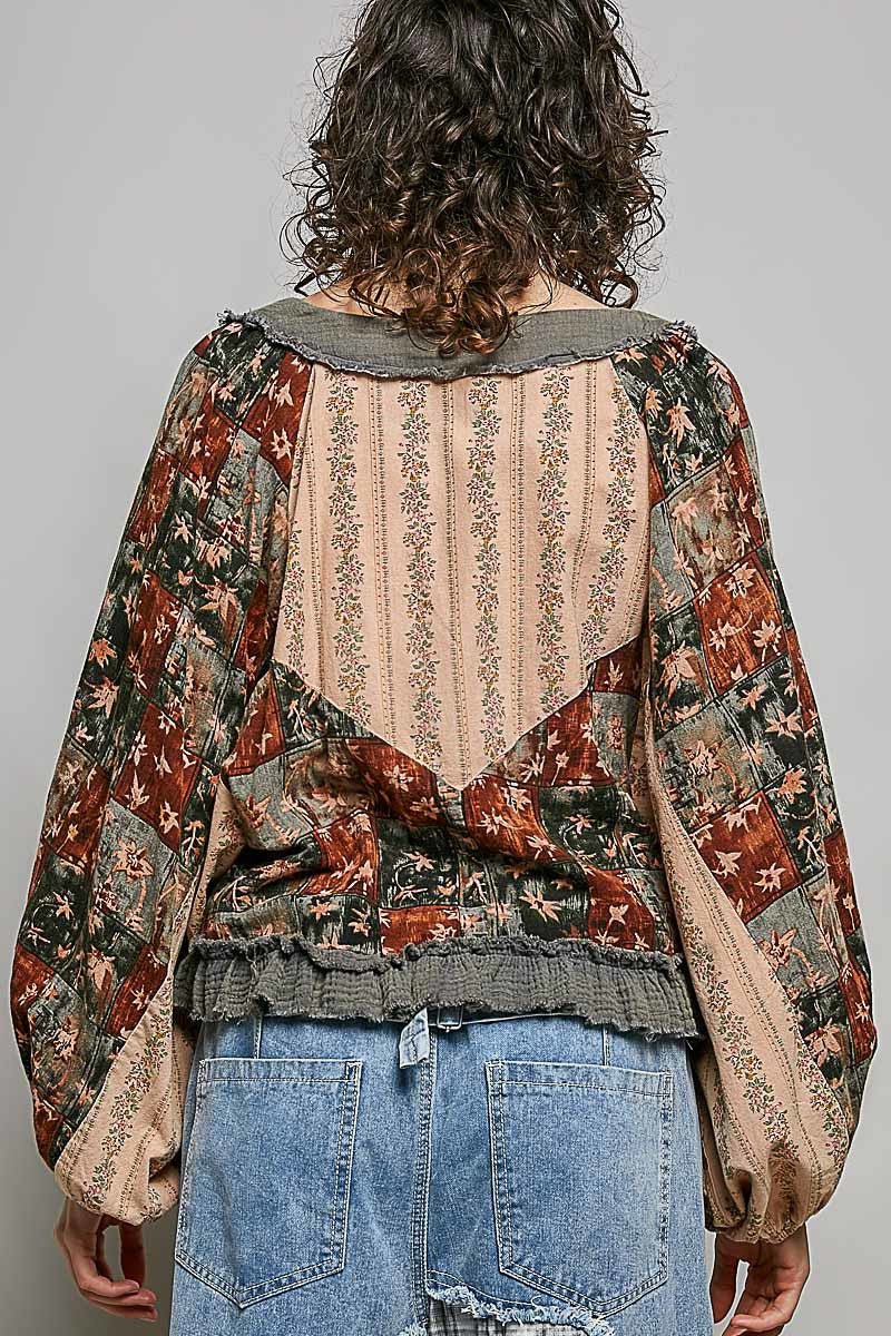 Nell Lace-Up Patchwork Top - Westly